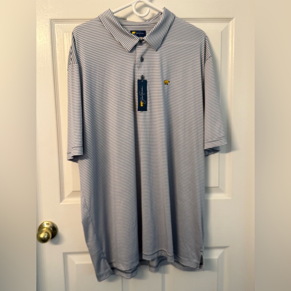 New Men's XXL Jack Nicklaus The Golden Bear Striped Short Sleeve Golf Polo Shirt